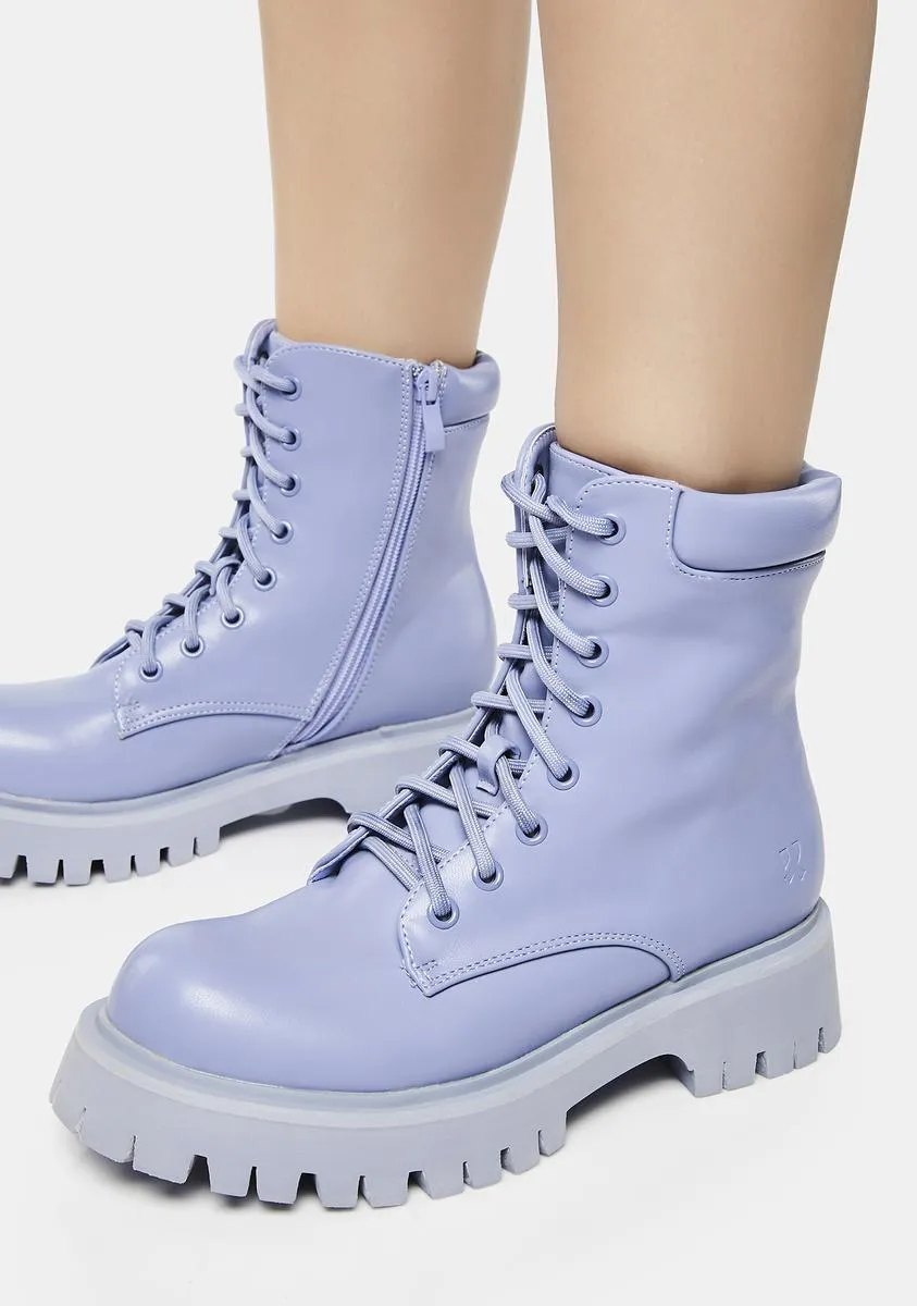 Lavender Pocket Combat Boots with Obsidian