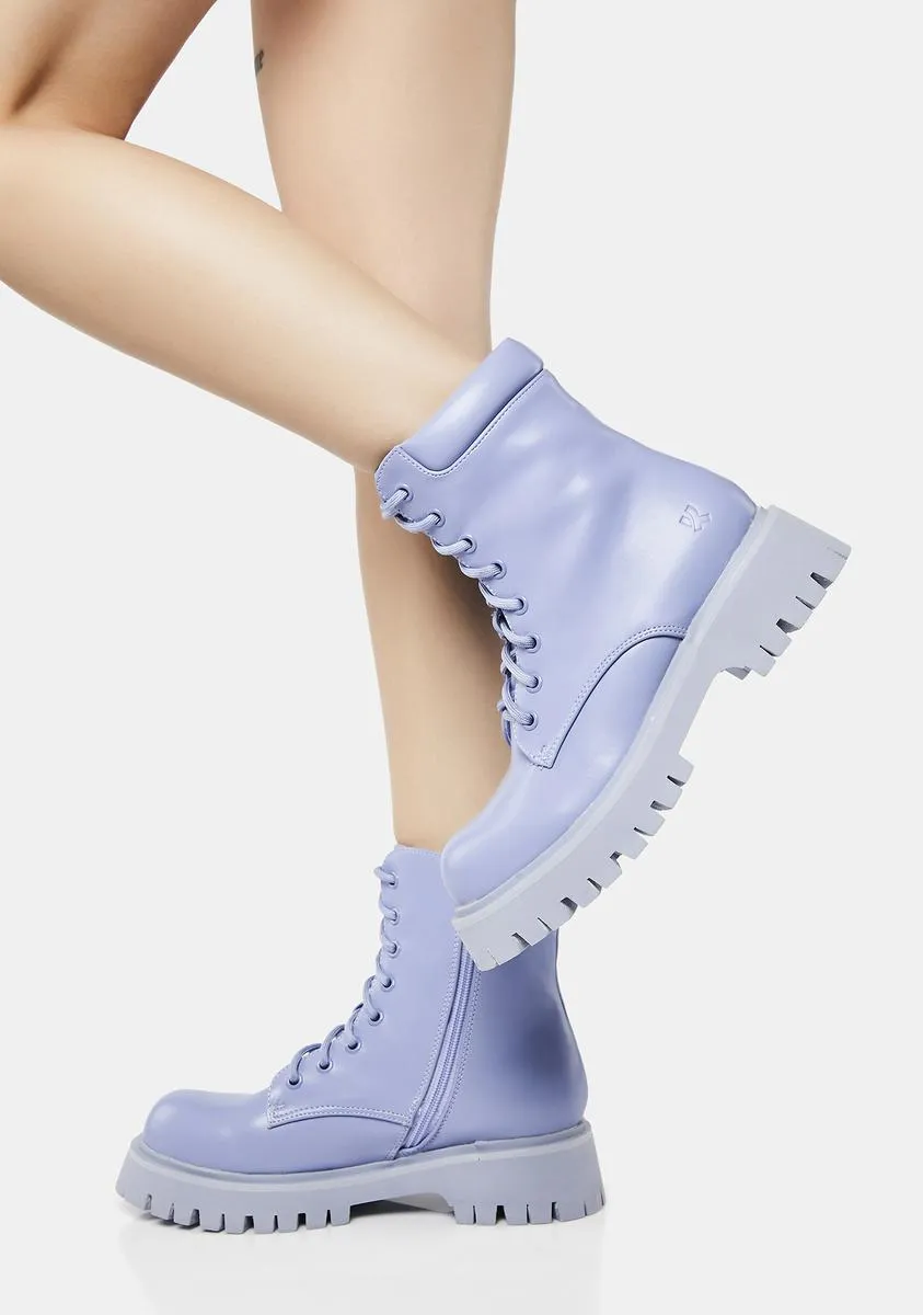 Lavender Pocket Combat Boots with Obsidian