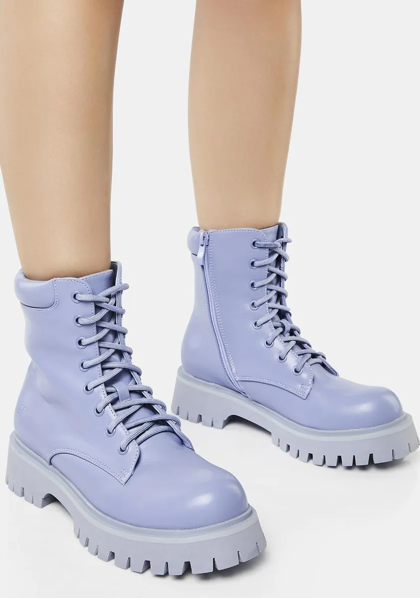 Lavender Pocket Combat Boots with Obsidian