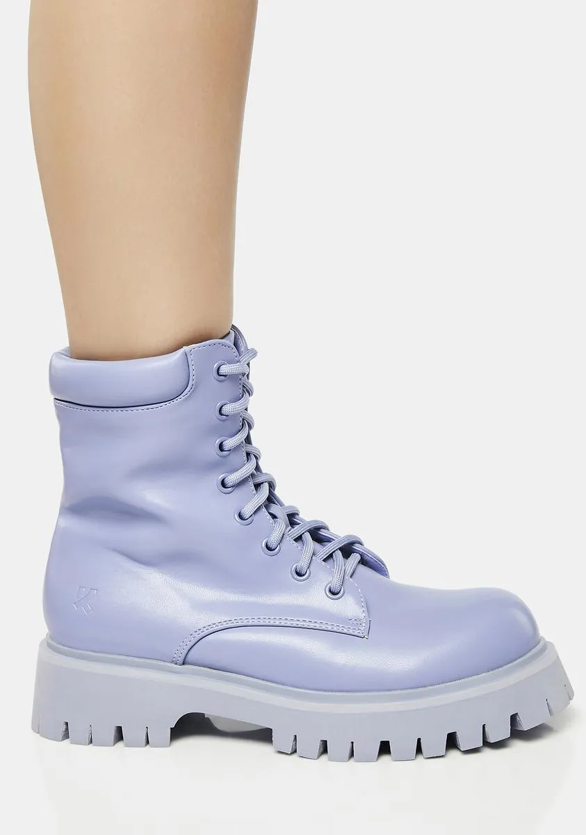 Lavender Pocket Combat Boots with Obsidian