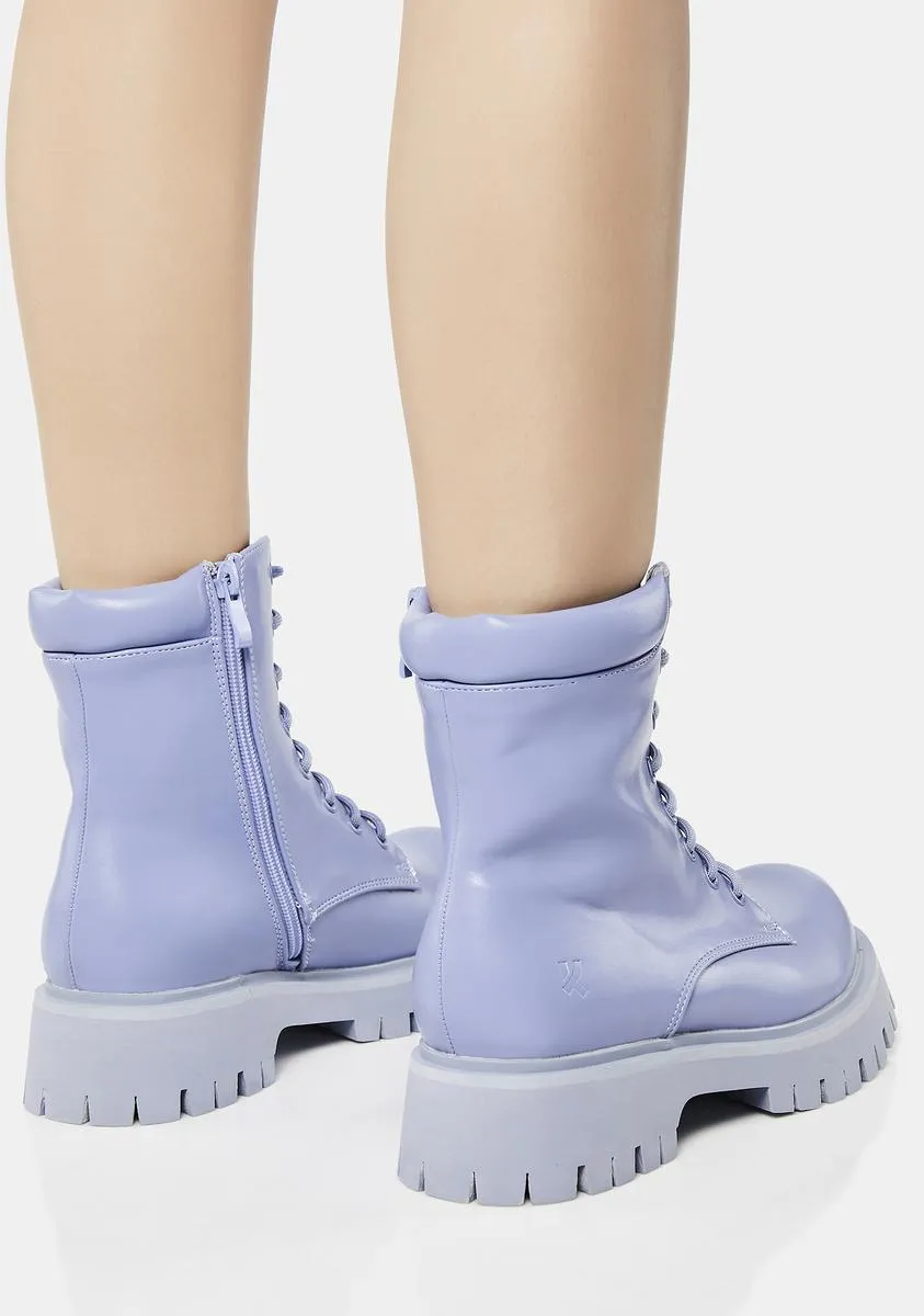 Lavender Pocket Combat Boots with Obsidian