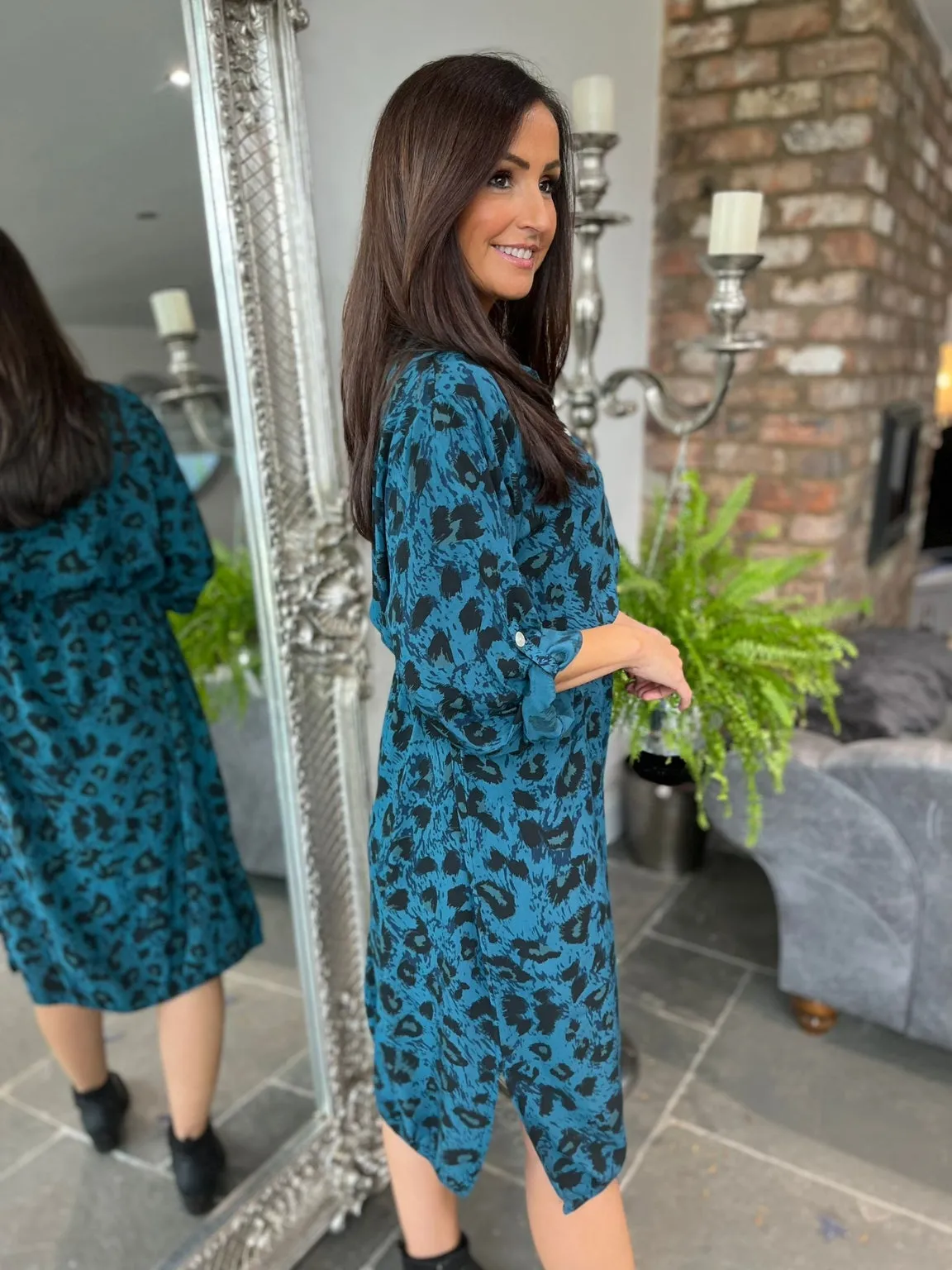 Leopard Buttoned Dress Delia