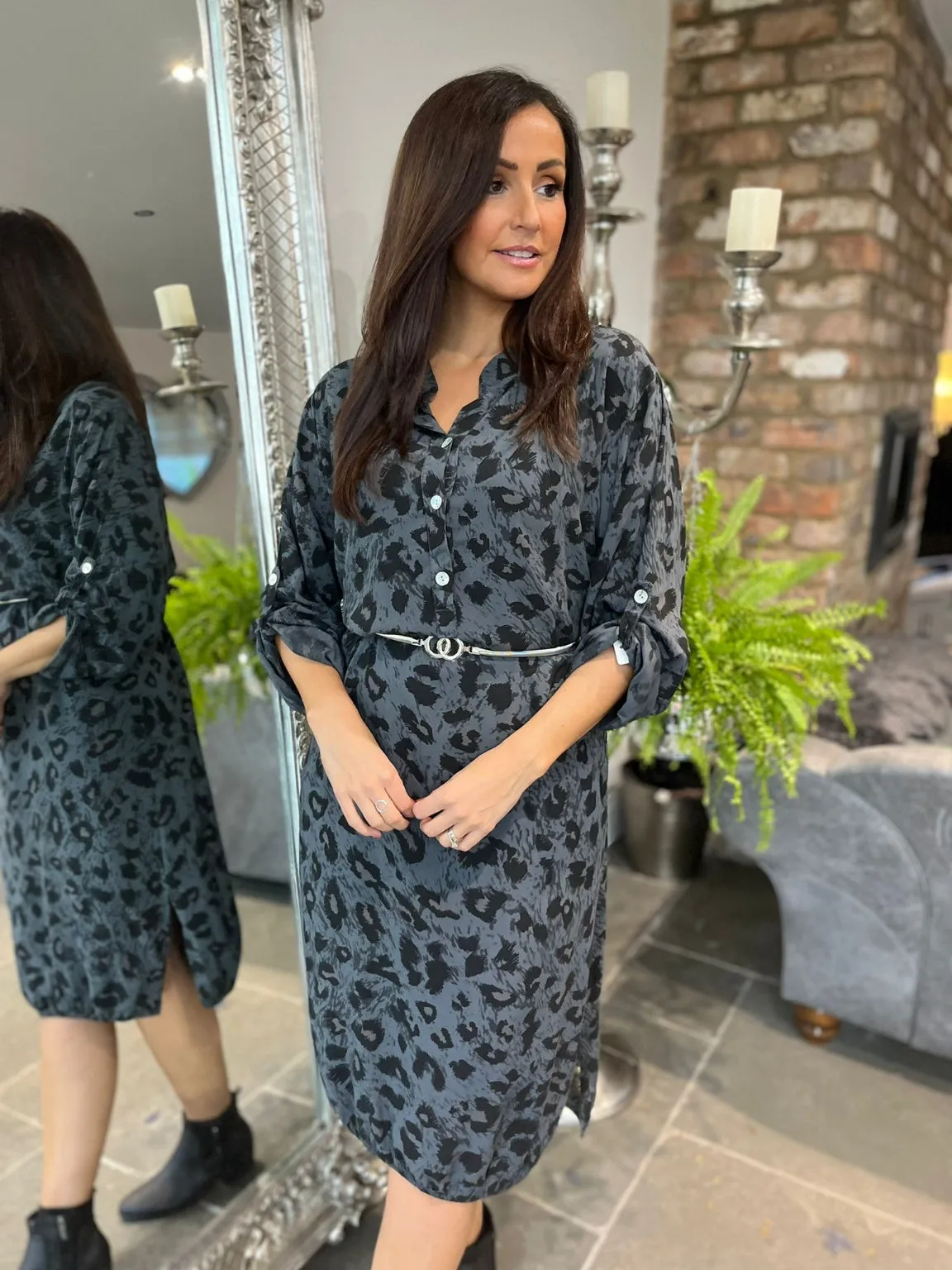 Leopard Buttoned Dress Delia