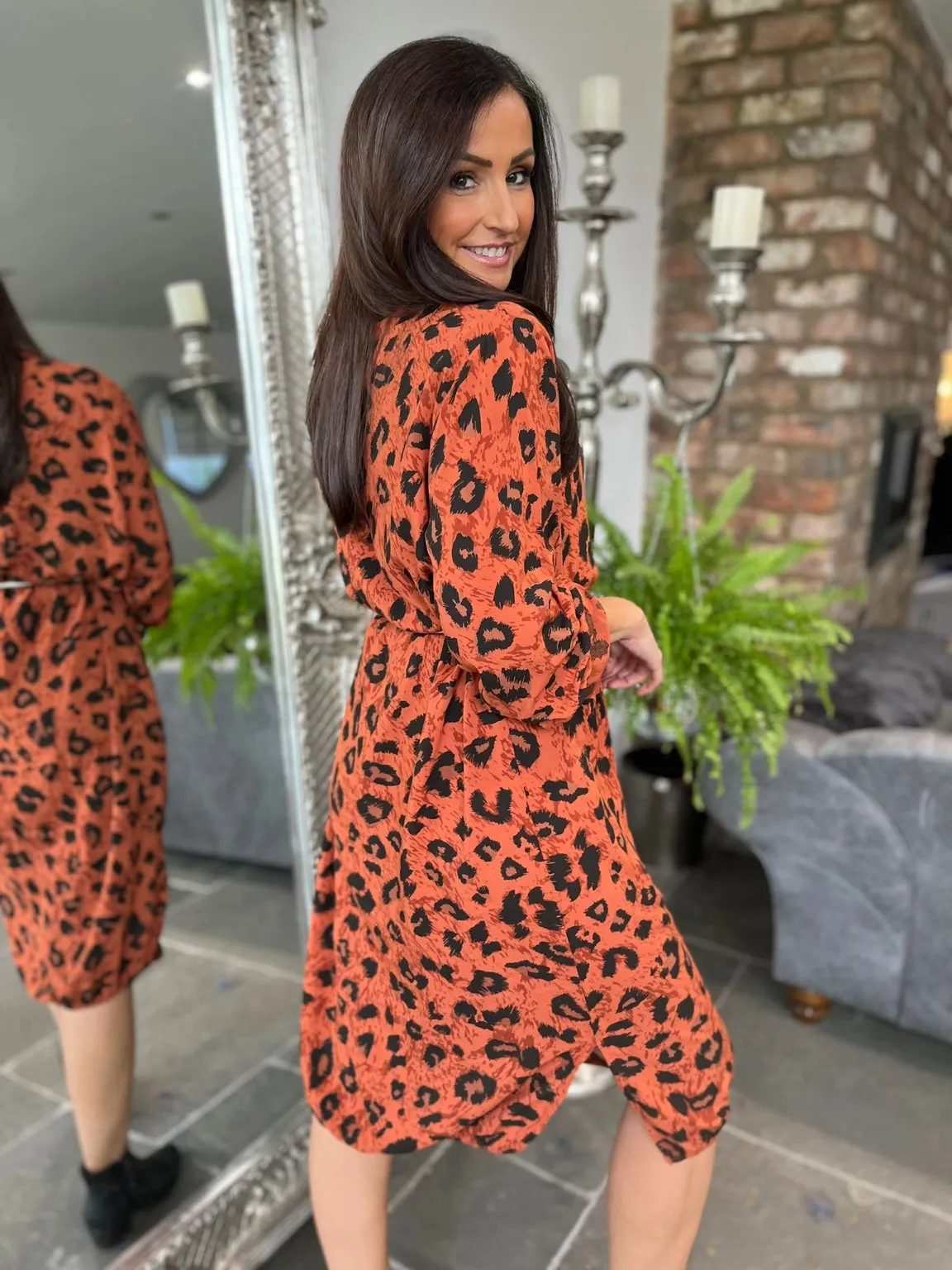 Leopard Buttoned Dress Delia