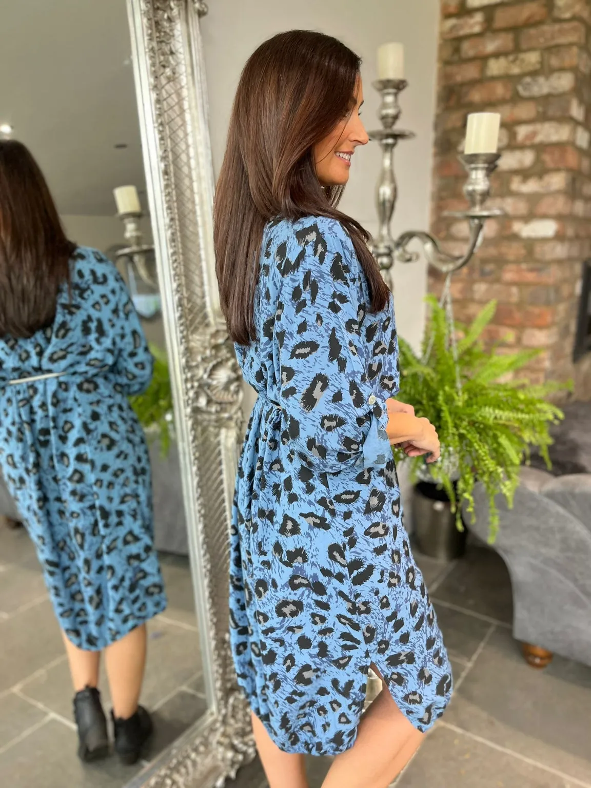 Leopard Buttoned Dress Delia