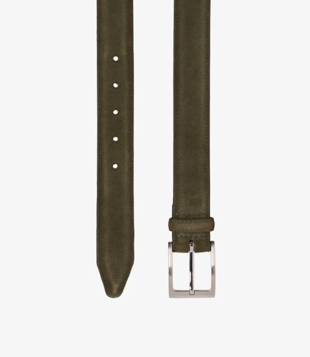 William Leather Belt Green Suede