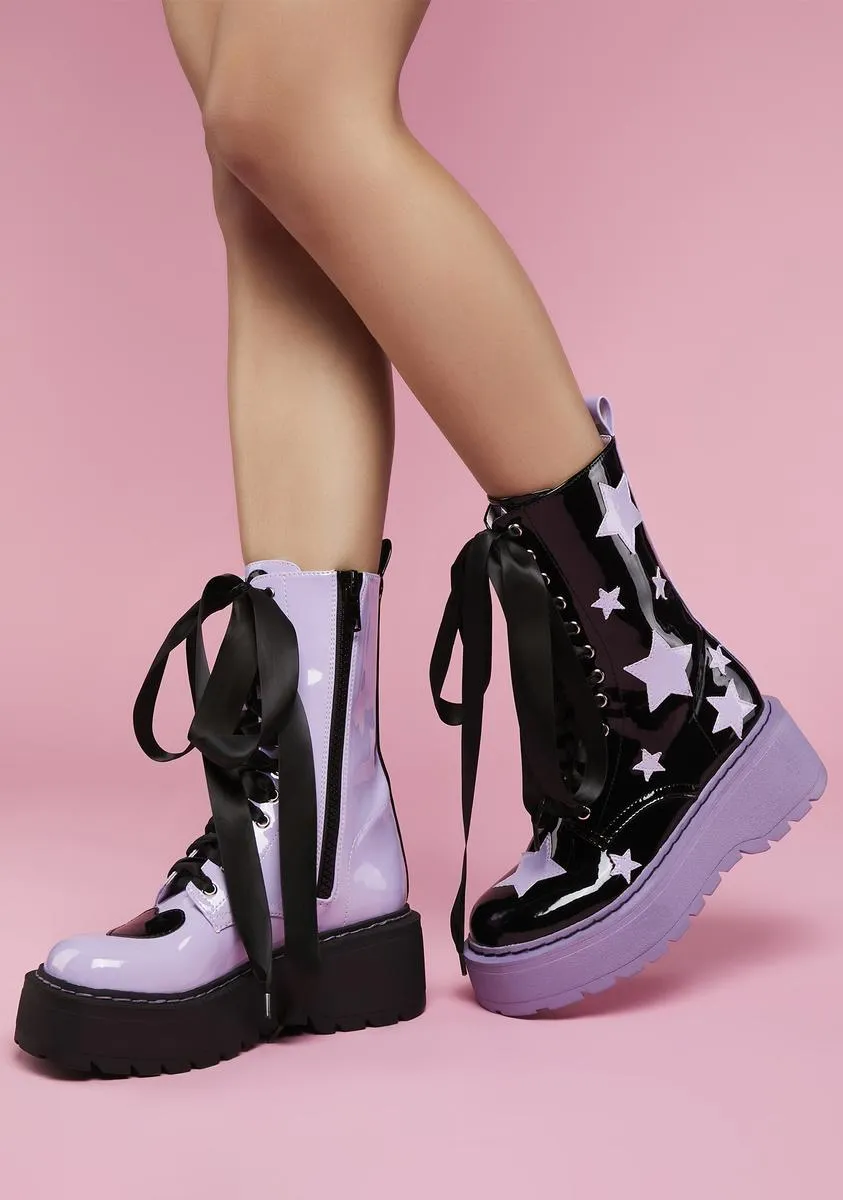 Love Galaxy Mismatched Combat Boots