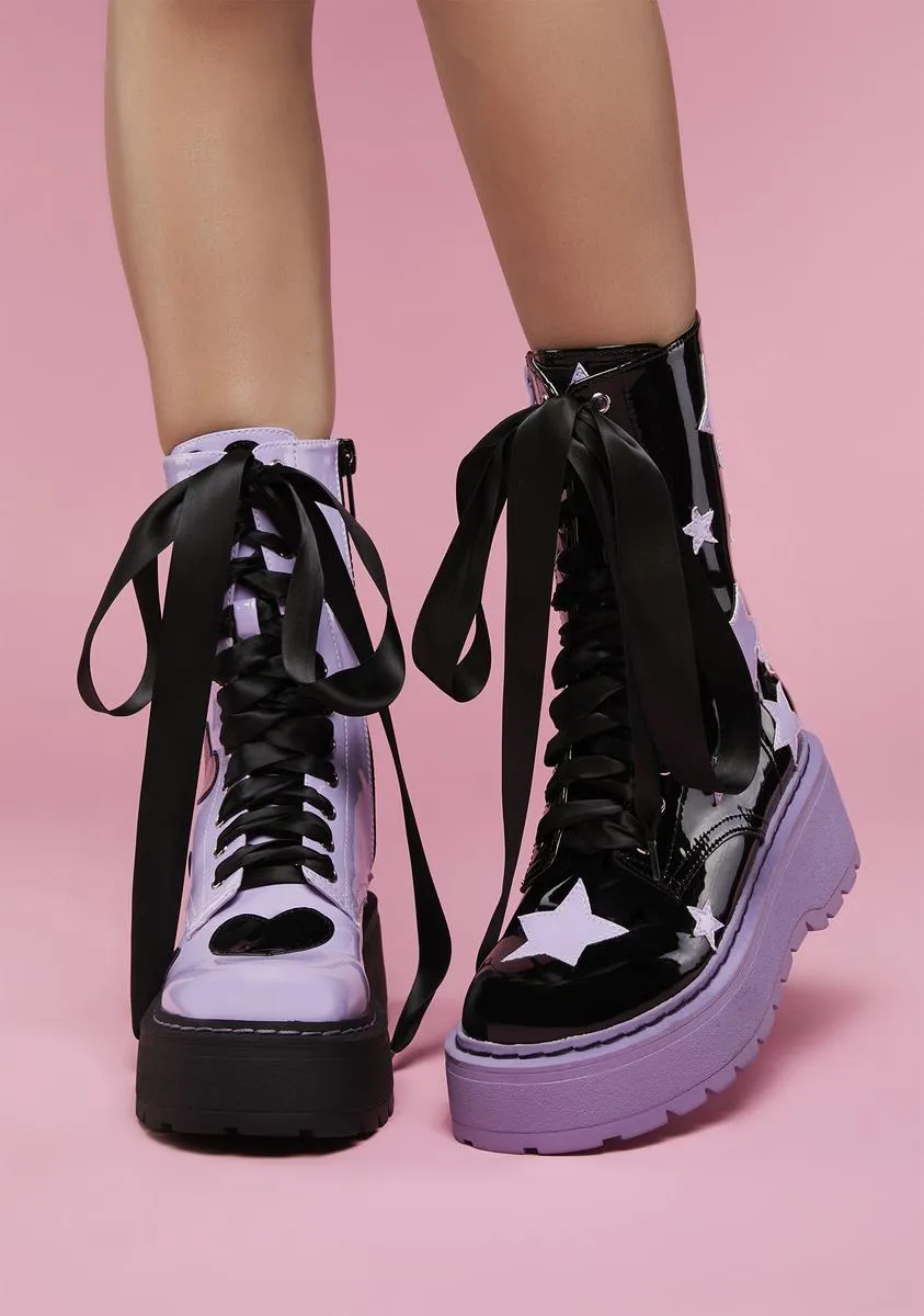 Love Galaxy Mismatched Combat Boots