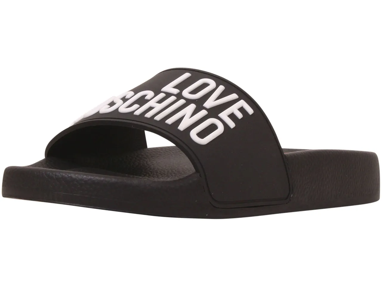 Love Moschino Women's Slides with Logo Writing in Black Sandal Size 8