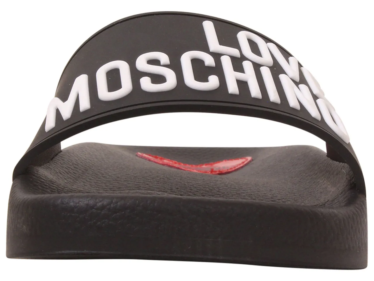 Love Moschino Women's Slides with Logo Writing in Black Sandal Size 8