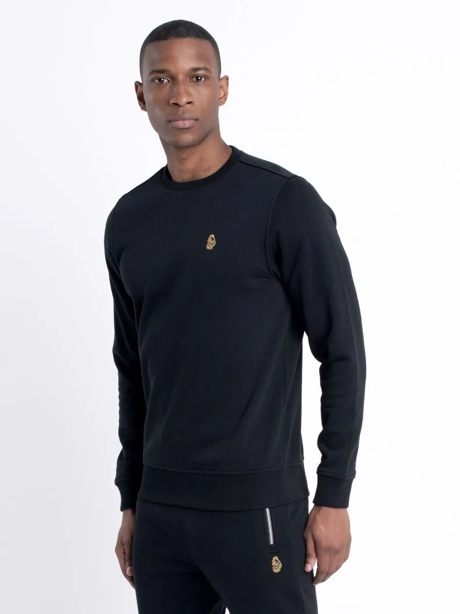 Luke 1977 Essentials Sport Crew Neck Sweatshirts in Jet Black