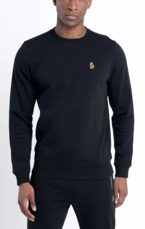 Luke 1977 Essentials Sport Crew Neck Sweatshirts in Jet Black