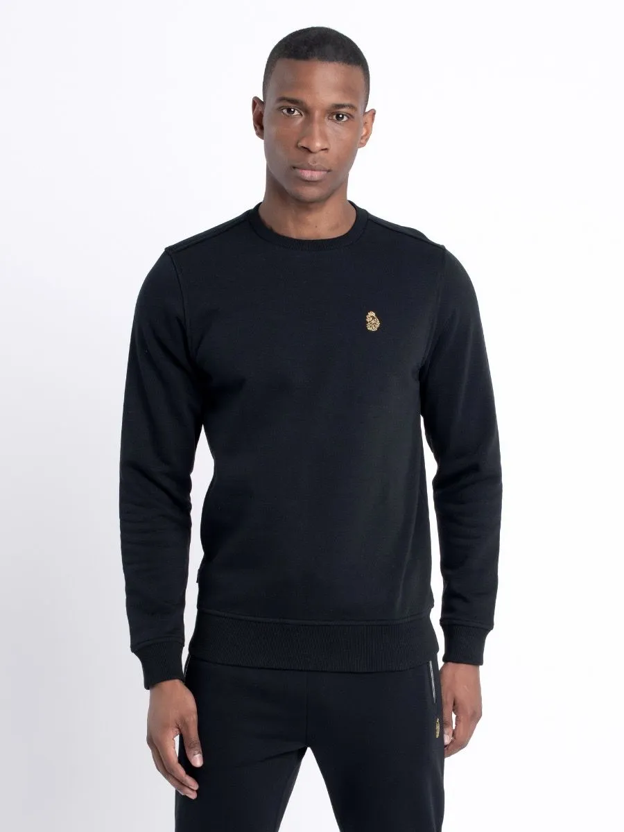 Luke 1977 Essentials Sport Crew Neck Sweatshirts in Jet Black