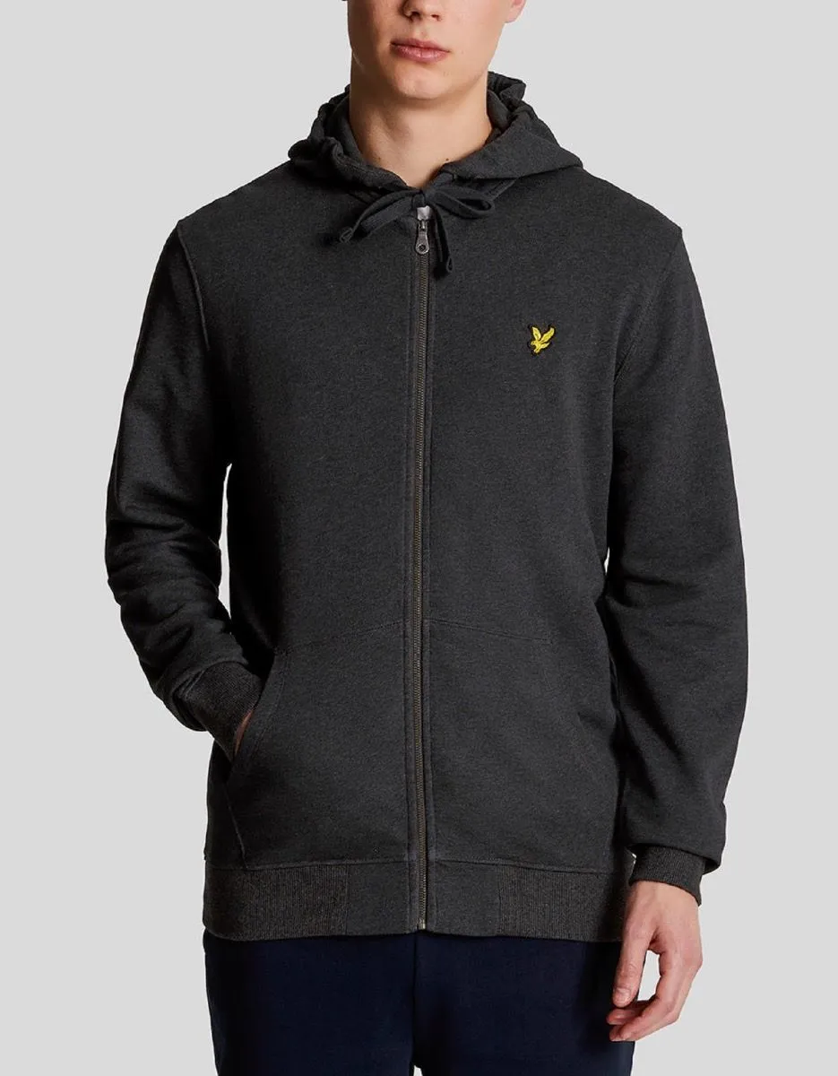 Lyle & Scott Zip Through Hooded Sweatshirt Charcoal