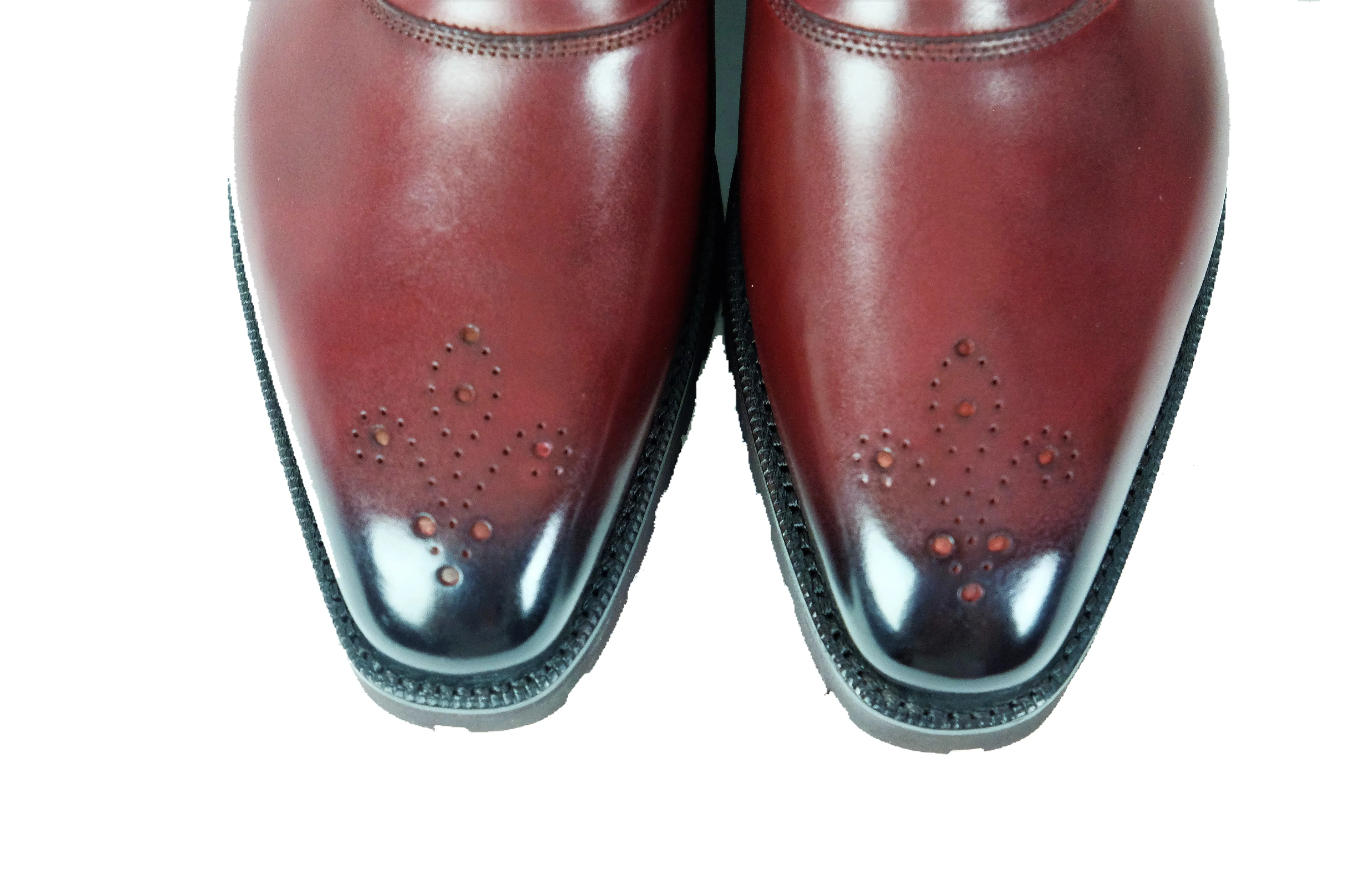 Handcrafted Burgundy Calf Leather Boots with Commando Sole