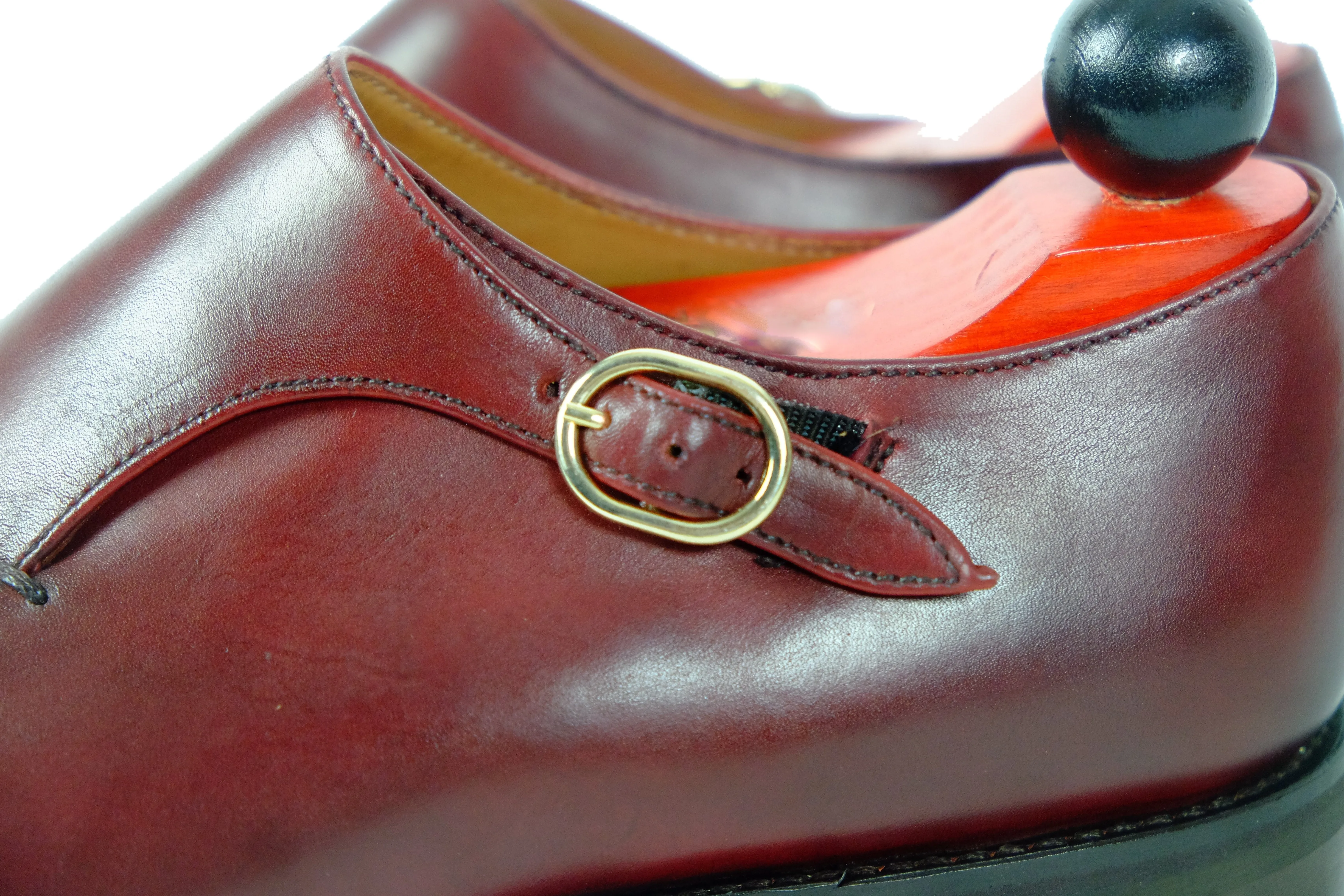 Handcrafted Burgundy Calf Leather Boots with Commando Sole