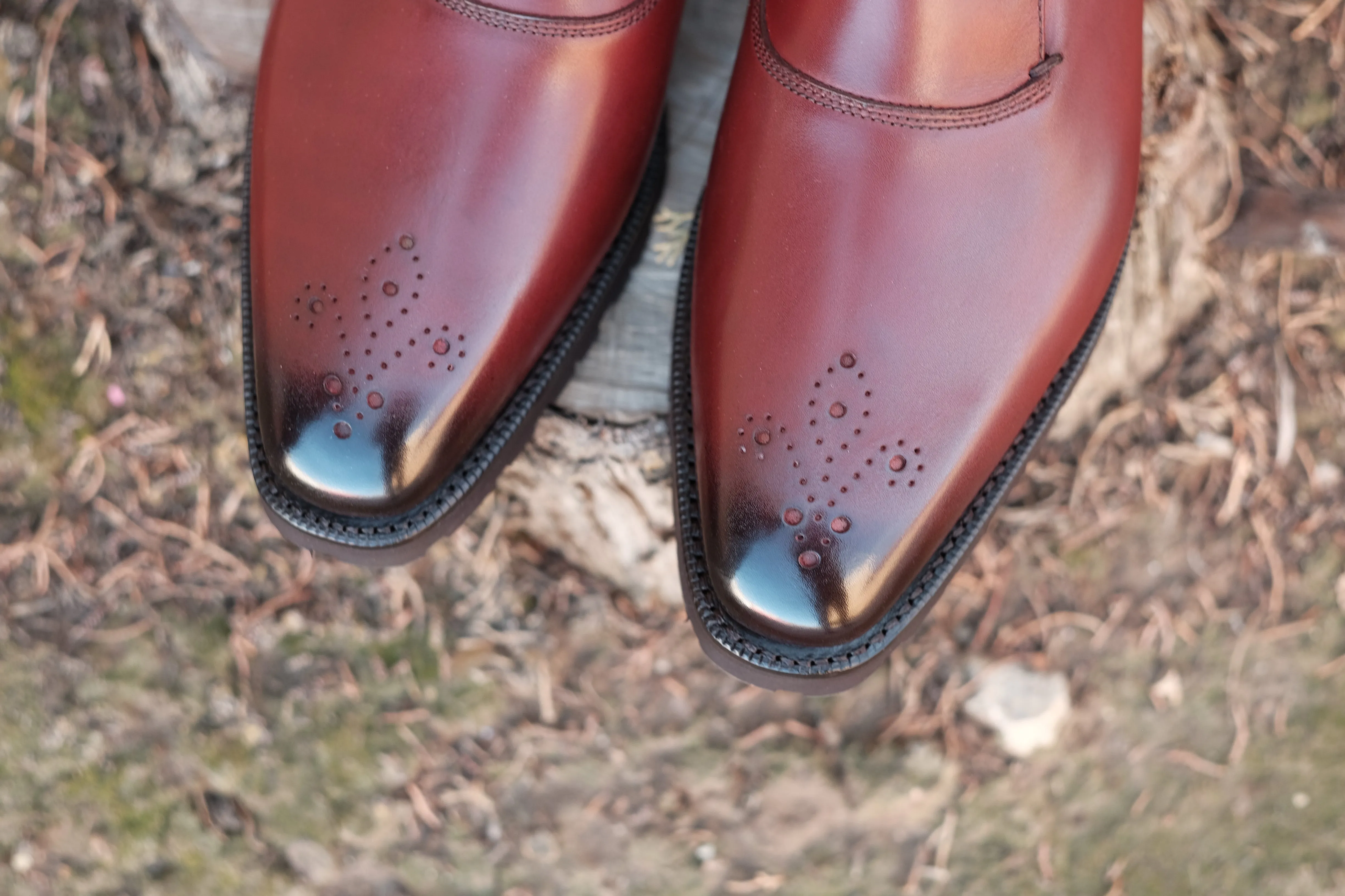 Handcrafted Burgundy Calf Leather Boots with Commando Sole