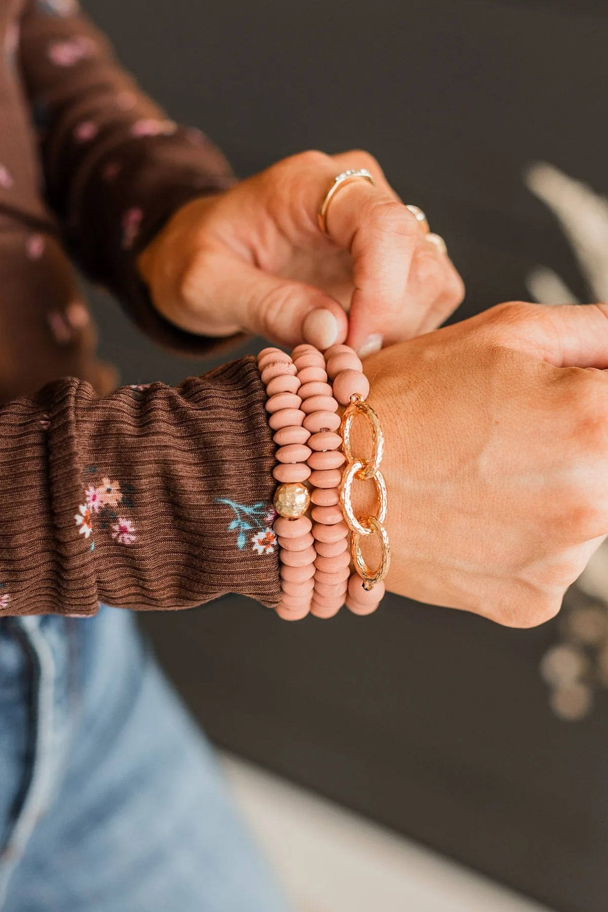 Mauve Beaded Bracelet Set