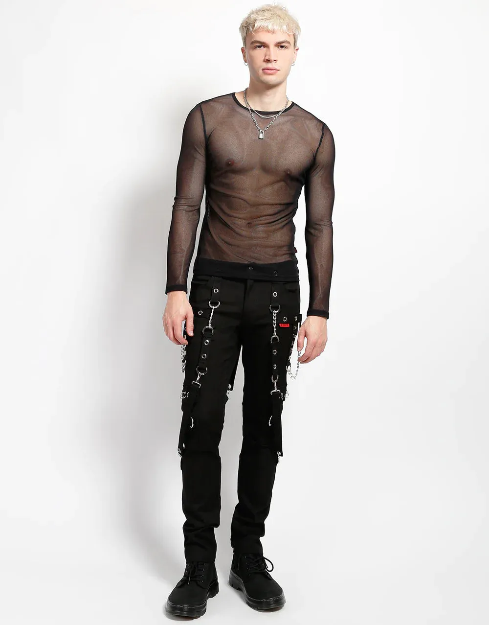 Men's Long Sleeve Black Fishnet