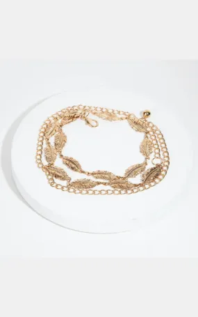 Metallic Leaf Chain Link Belt Rose Marie