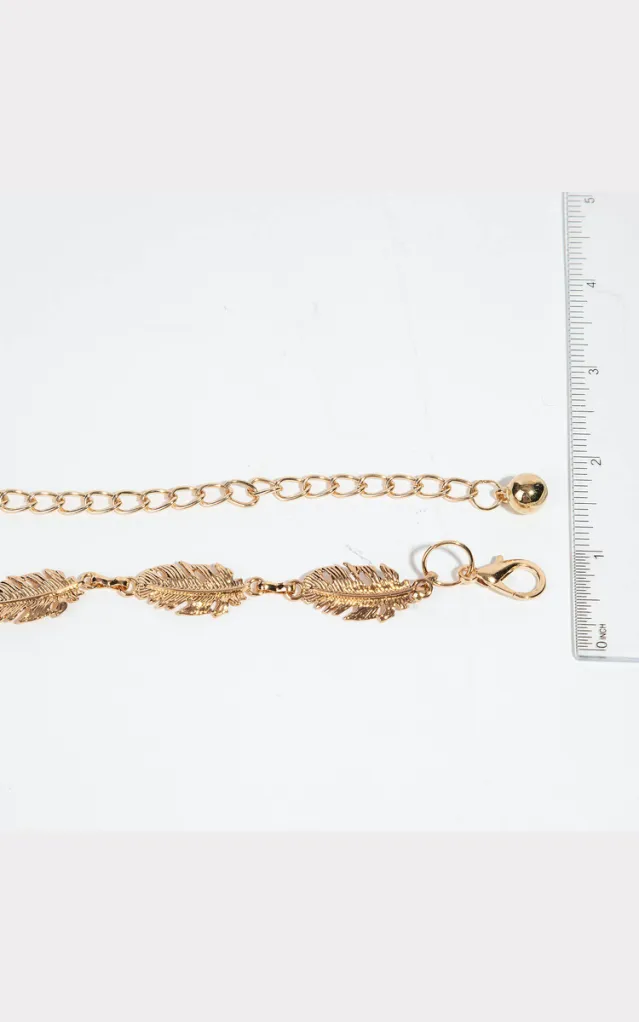 Metallic Leaf Chain Link Belt Rose Marie