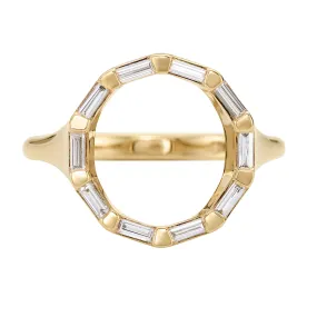 Gold Circle Ring with Baguette Diamonds