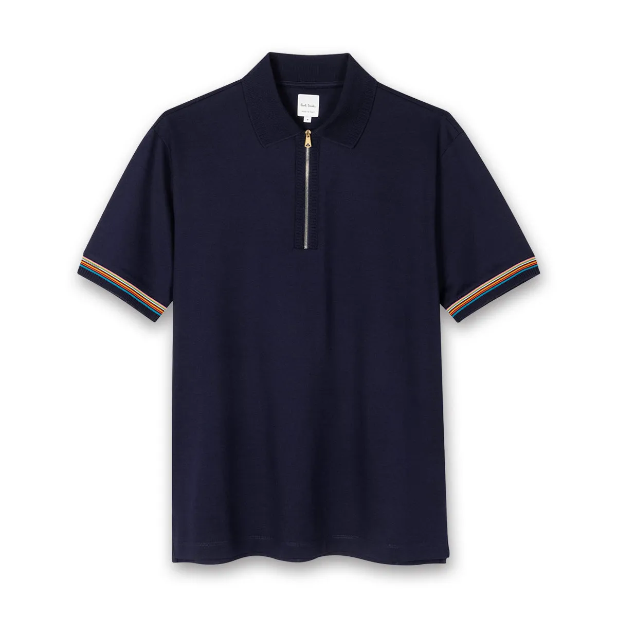 Navy Paul Smith Polo Shirt with Signature Stripe Trim