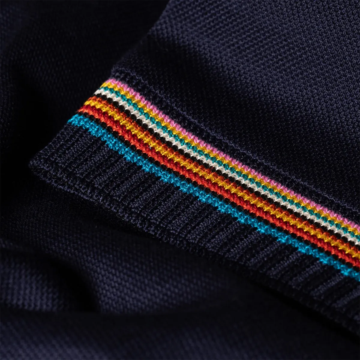 Navy Paul Smith Polo Shirt with Signature Stripe Trim