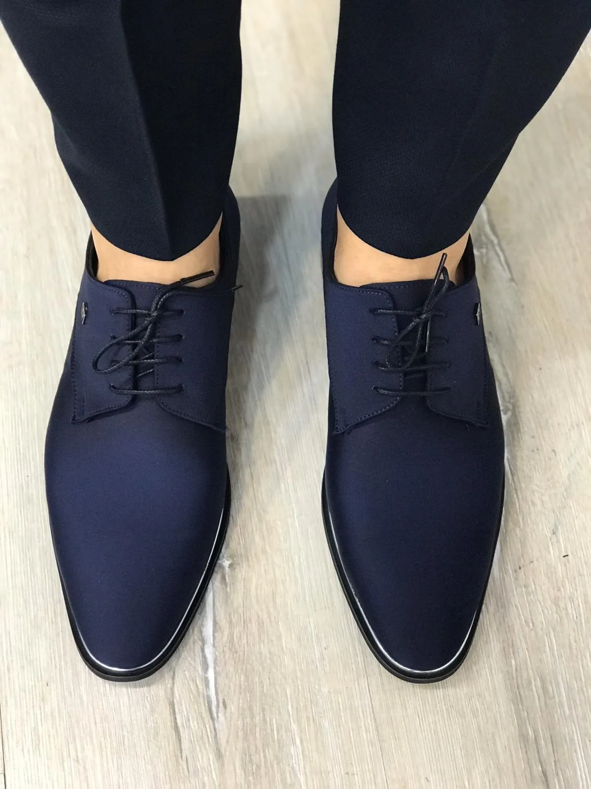 Navy Suede Shoes in Leone Style