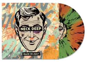 NECK DEEP ‘RAIN IN JULY’ 10TH ANNIVERSARY LP (Limited Edition – Only 300 made, Transparent Orange & Green Pinwheel w/ Black Spla