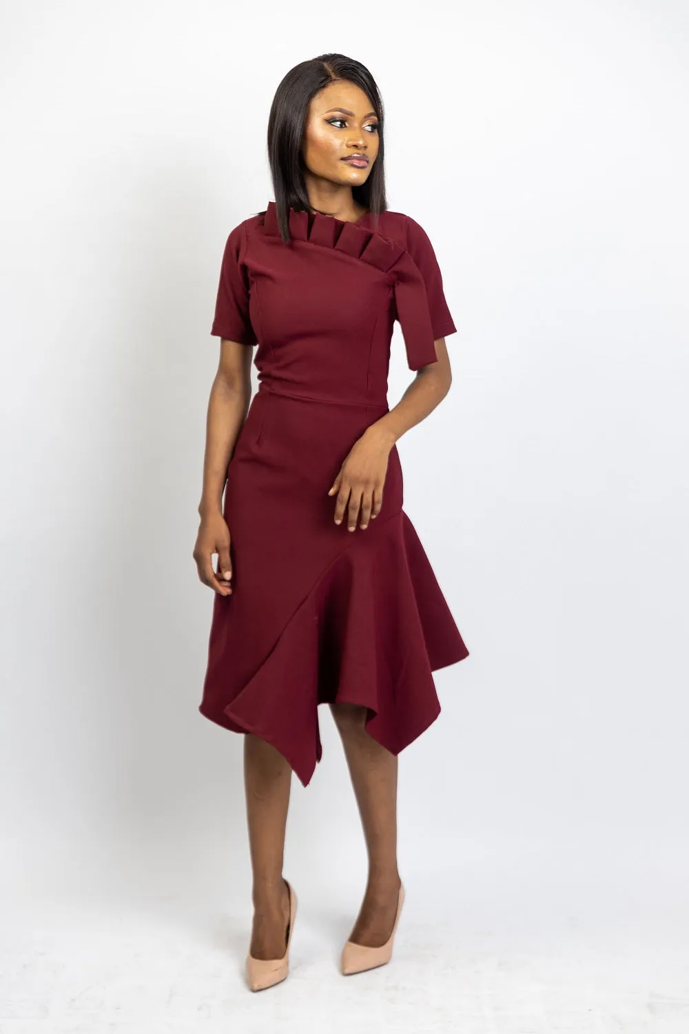 Wine Asymmetric Dress