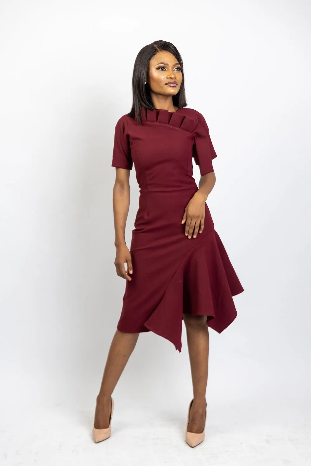 Wine Asymmetric Dress