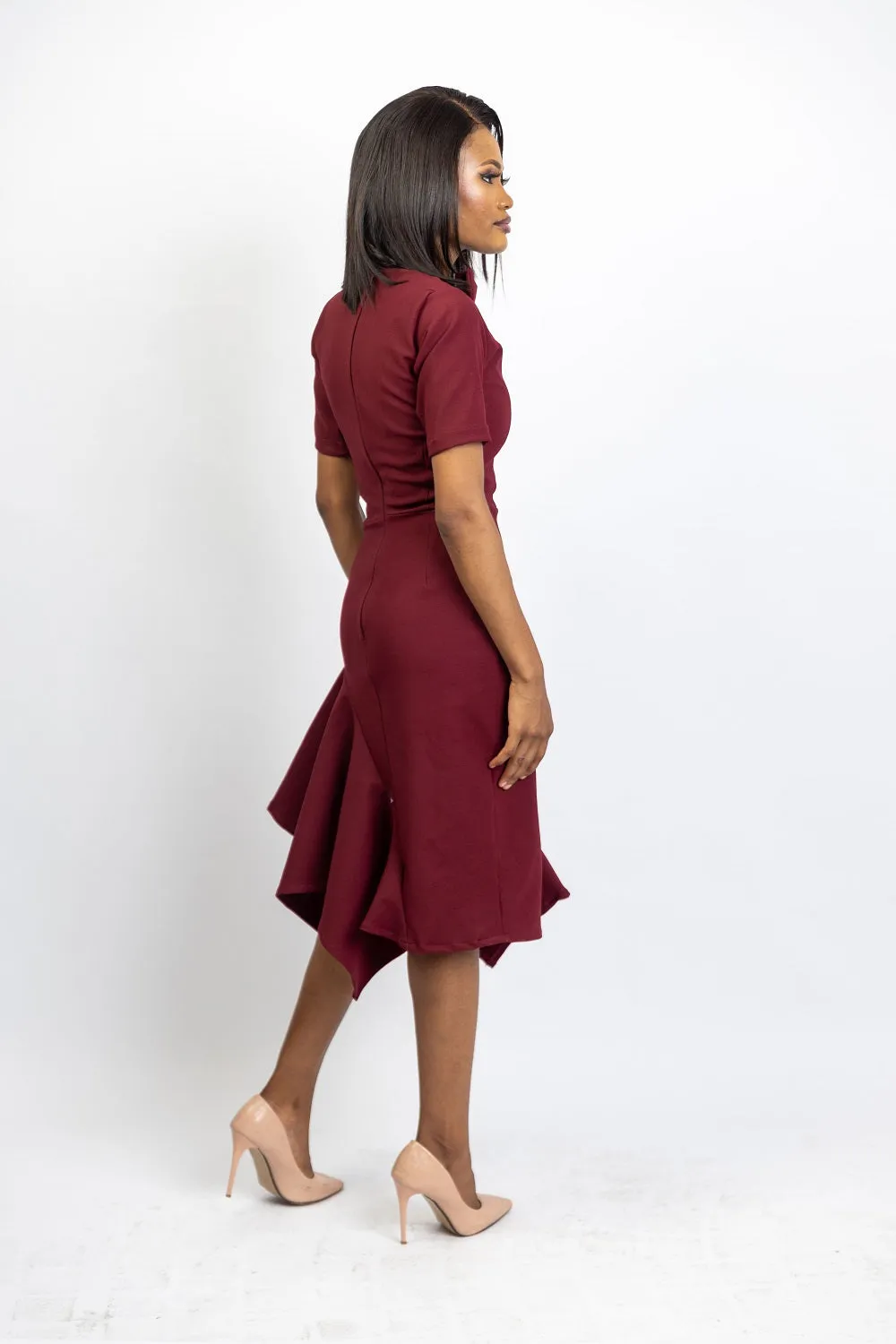 Wine Asymmetric Dress