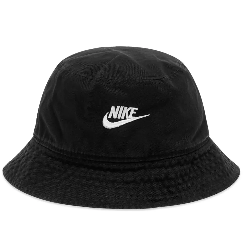 Nike Washed Bucket Hat in Black & White