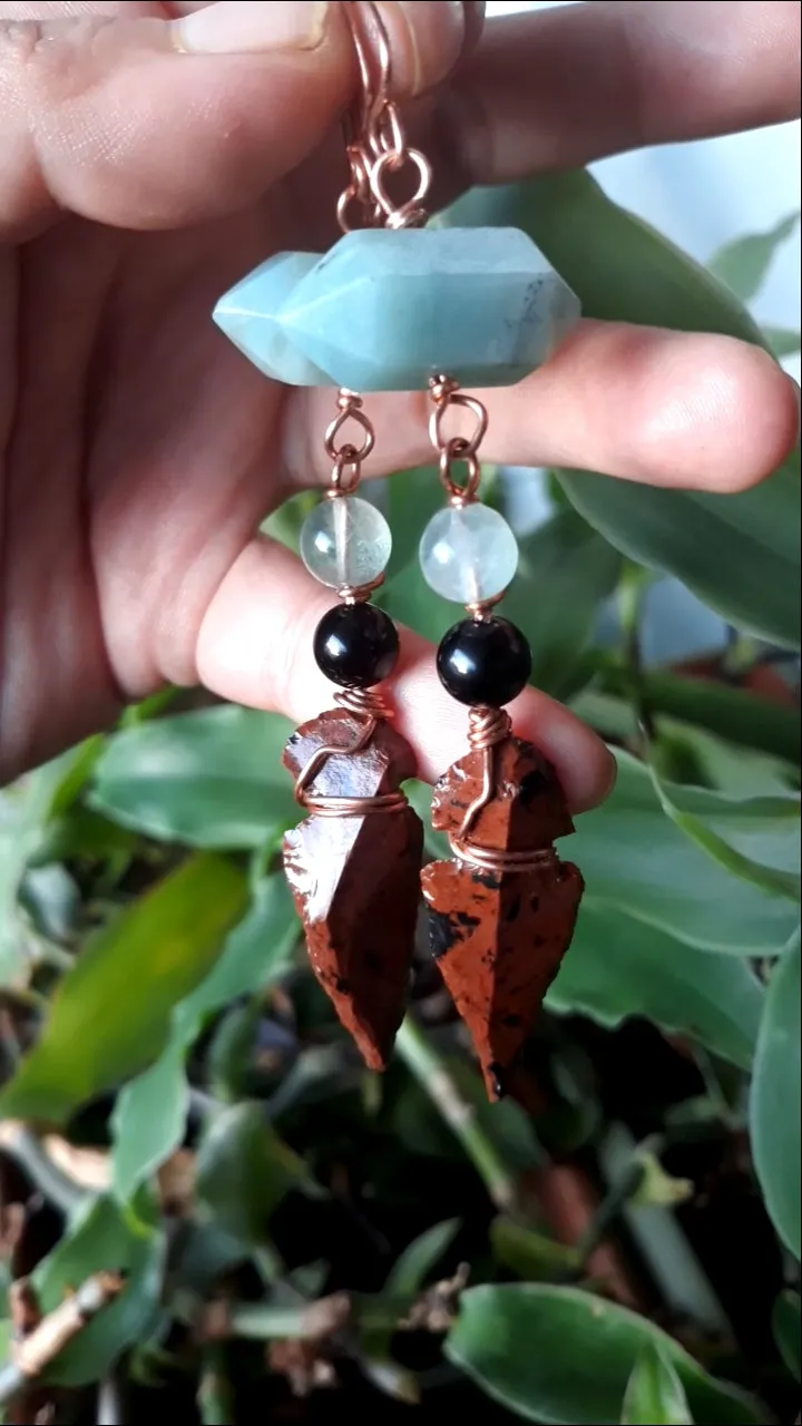 Arrowhead Earrings made of Obsidian