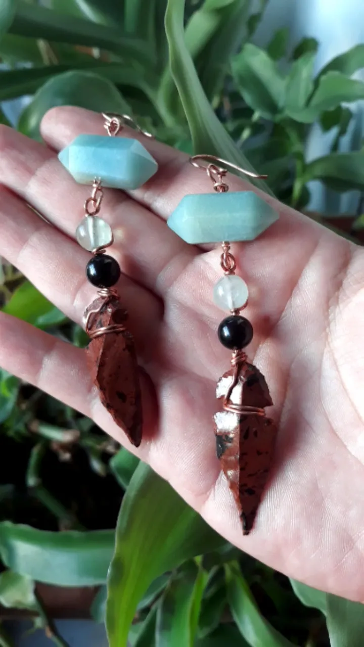 Arrowhead Earrings made of Obsidian