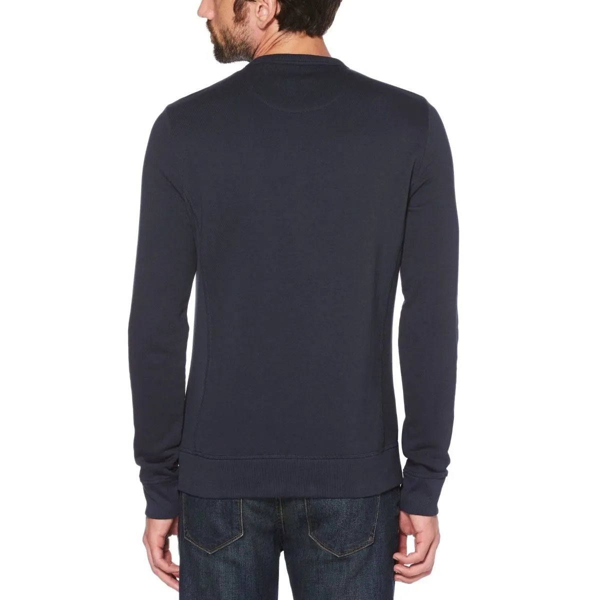 Dark Sapphire Original Penguin Sticker Pete Crew Neck Sweatshirts