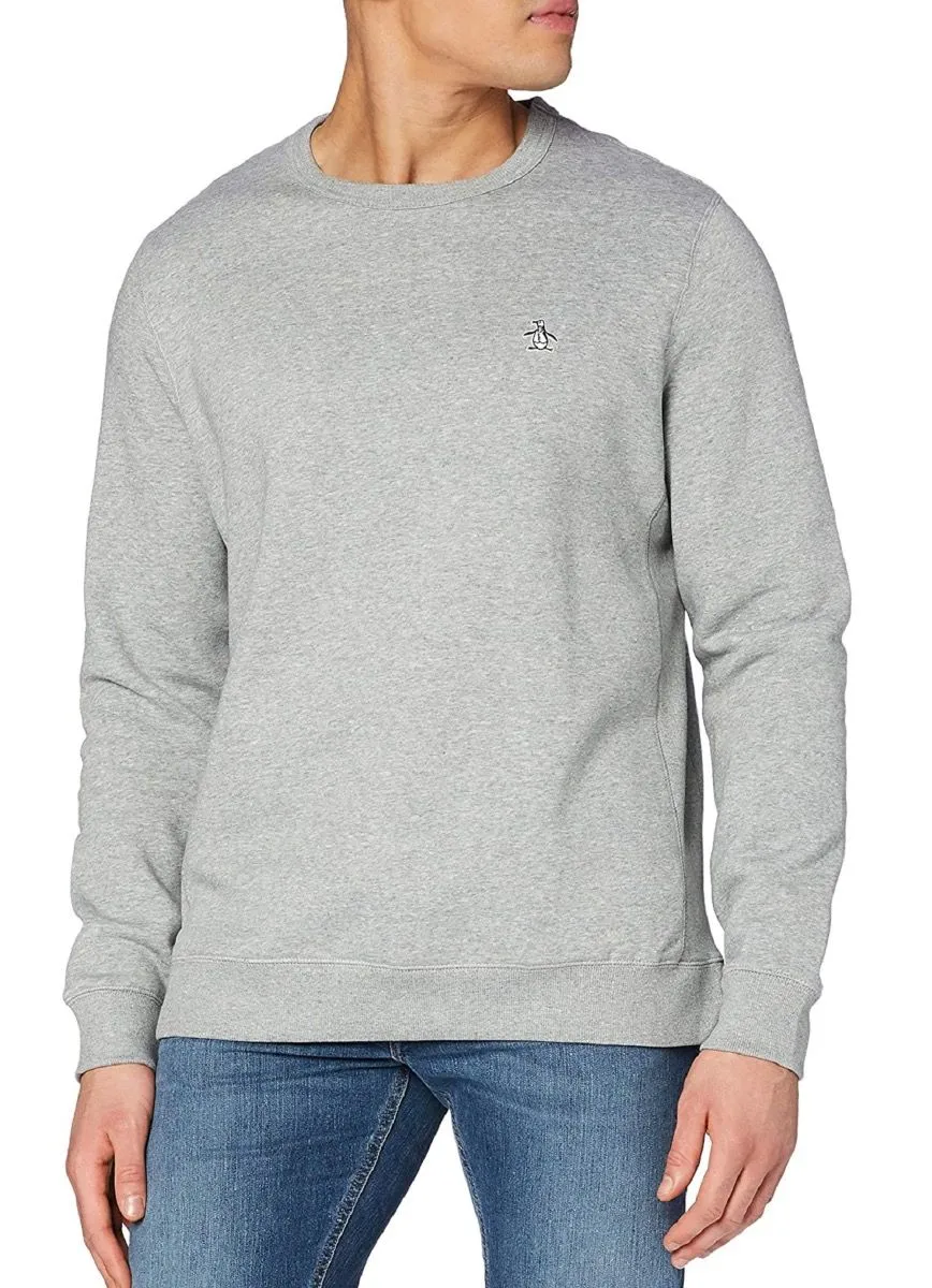 Rain Heather Original Penguin Sticker Pete Crew Neck Sweatshirts