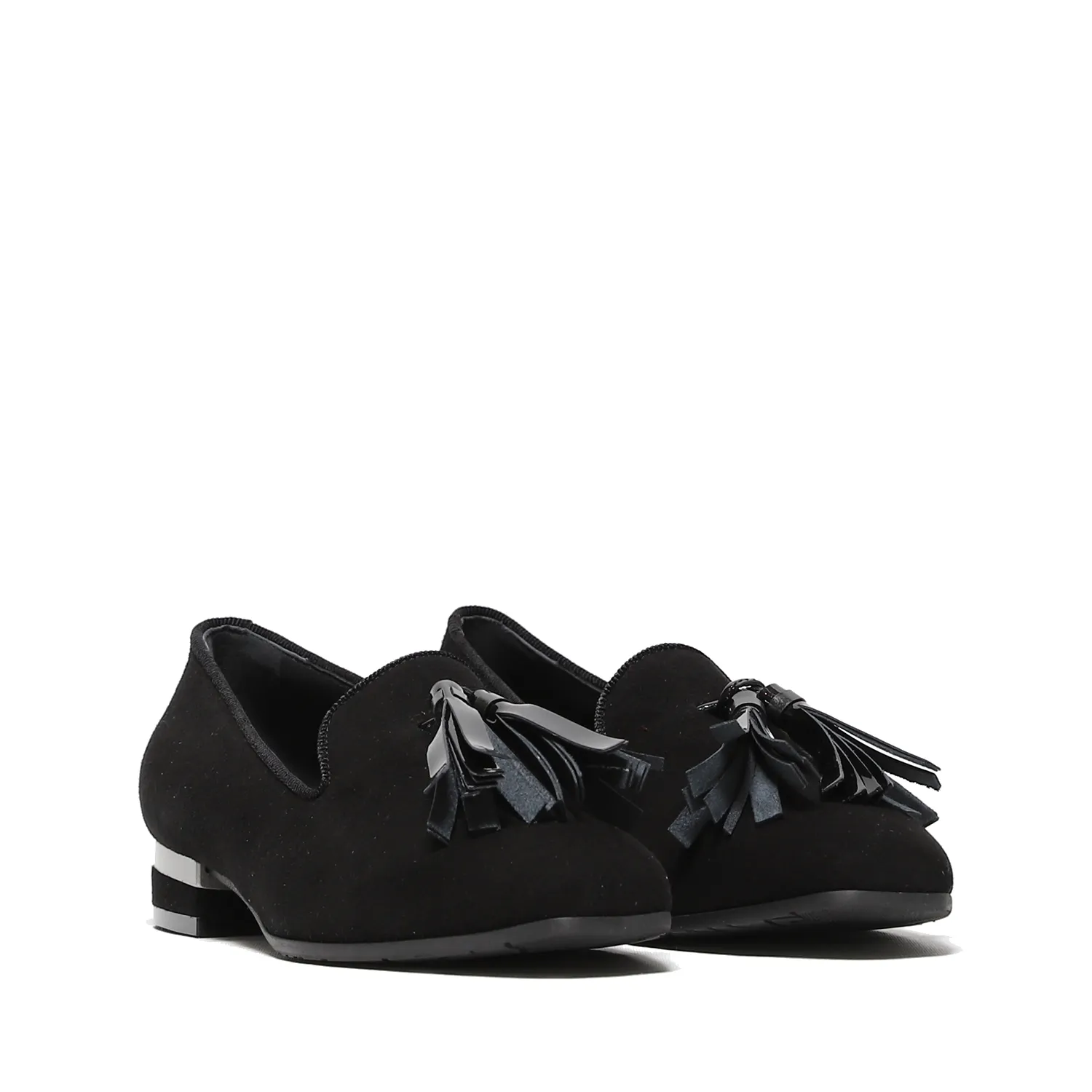 Black Soft Suede Loafer with Tassels