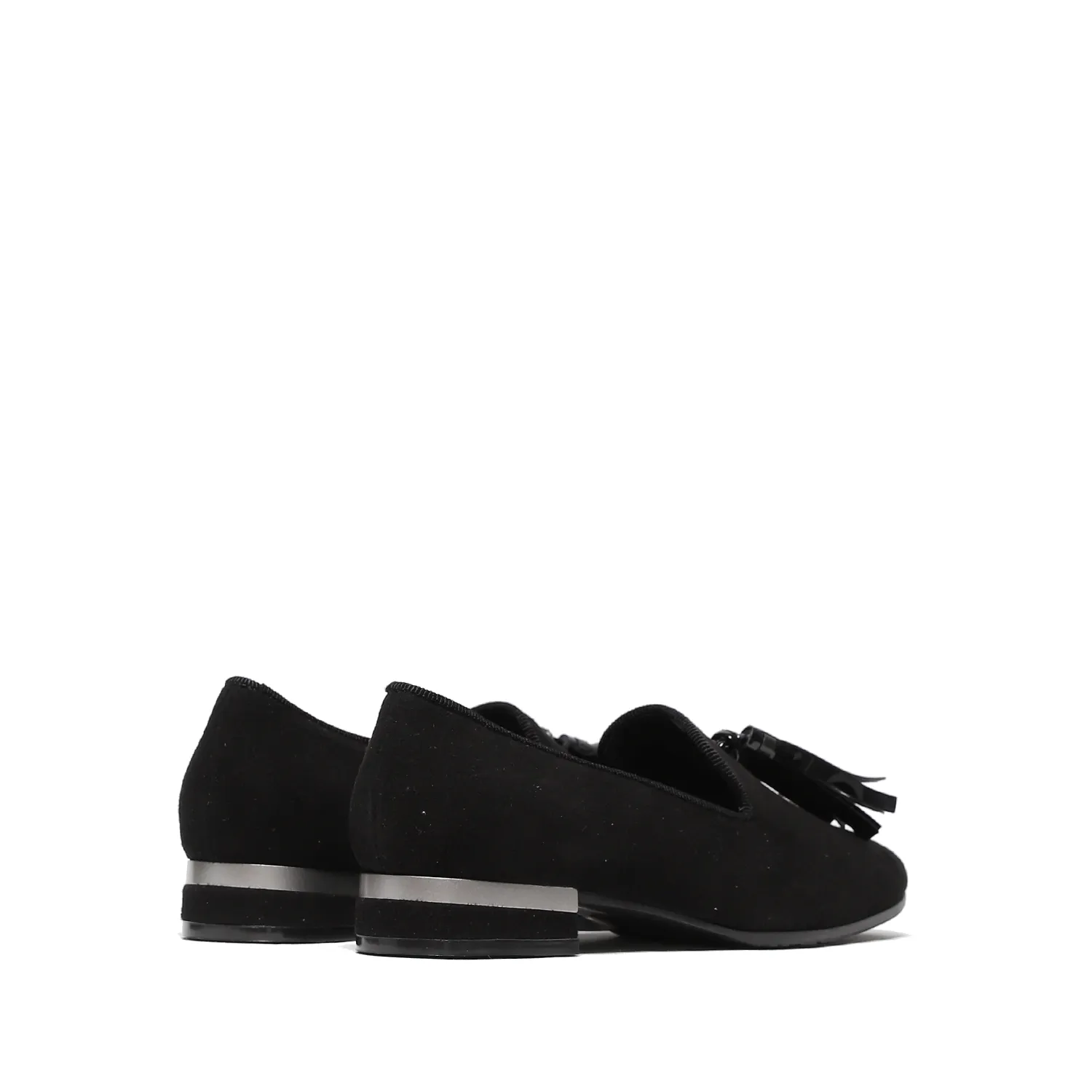 Black Soft Suede Loafer with Tassels