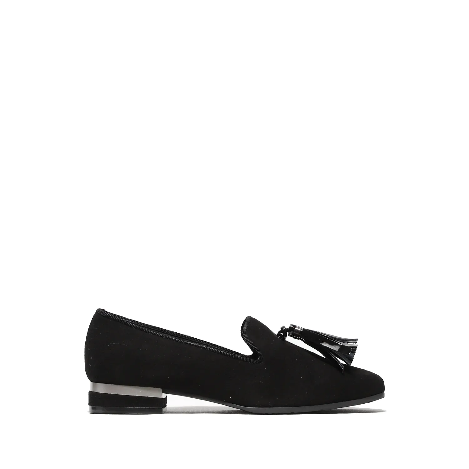 Black Soft Suede Loafer with Tassels