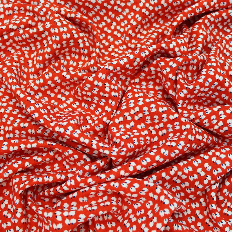 Orange and Navy Printed Viscose Fabric Petra