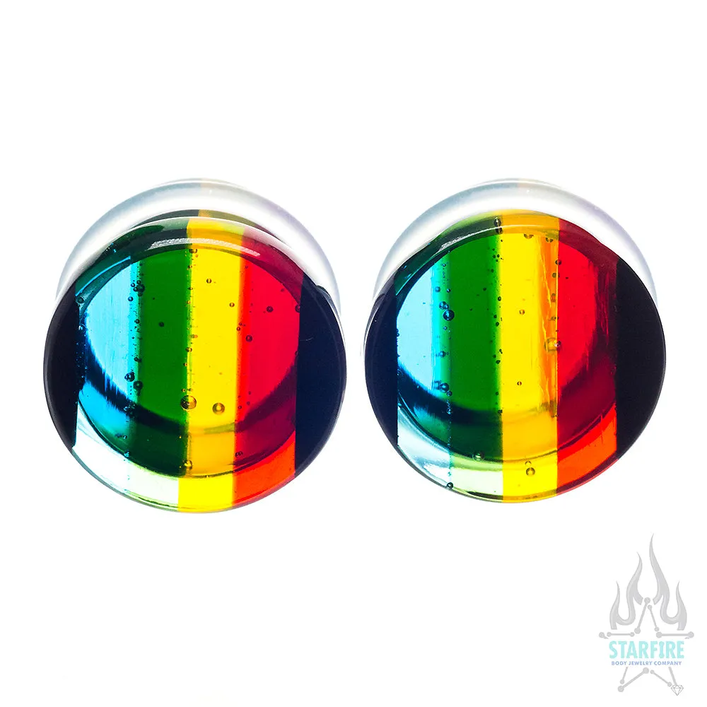 Bright Rainbow Glass Ear Plugs