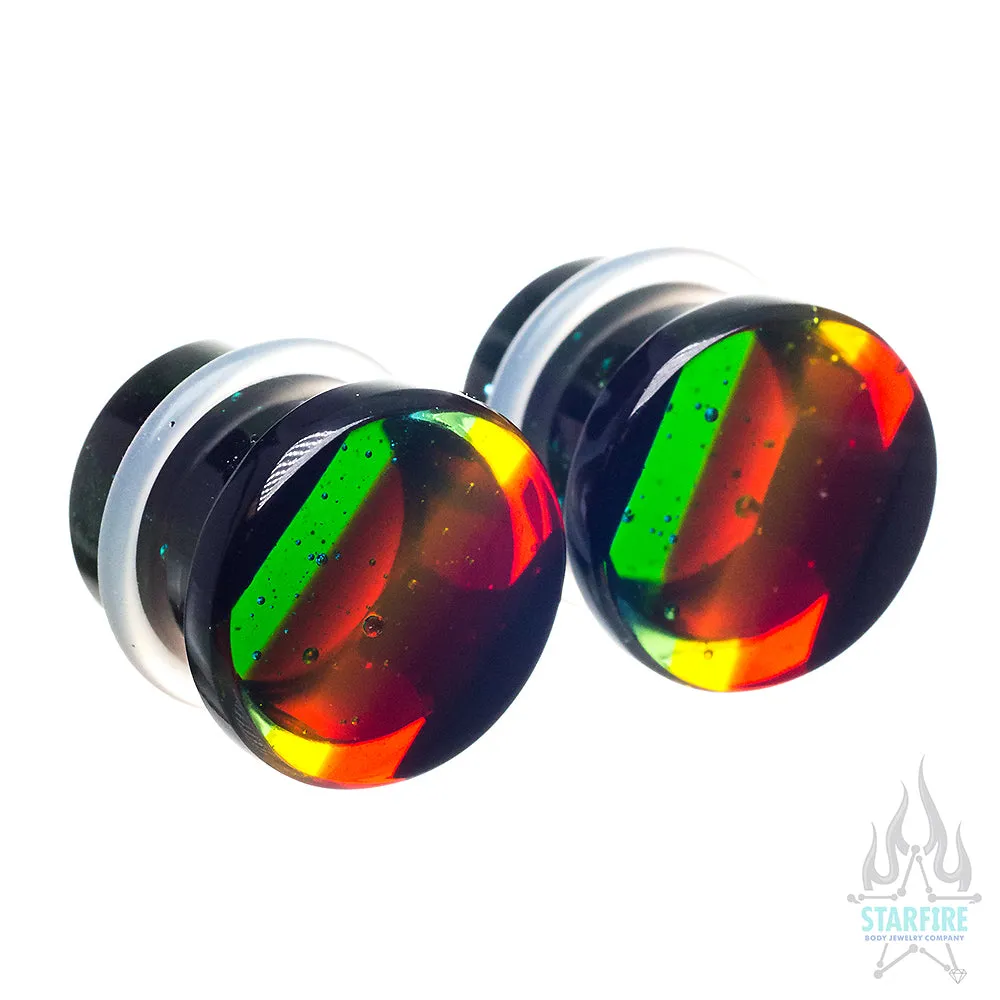 Bright Rainbow Glass Ear Plugs