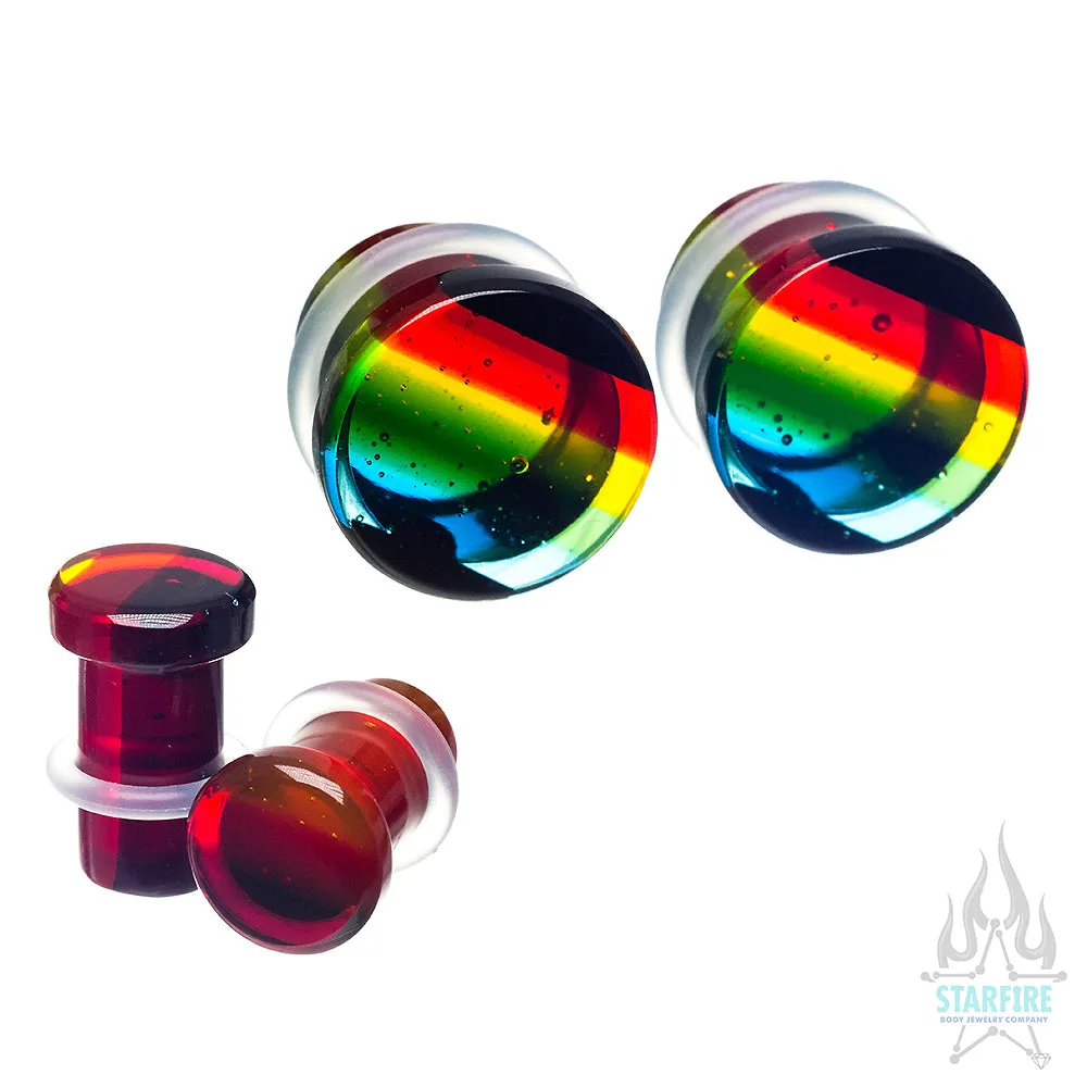 Bright Rainbow Glass Ear Plugs