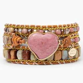 Rhodonite Wrap Bracelet for Love and Protection