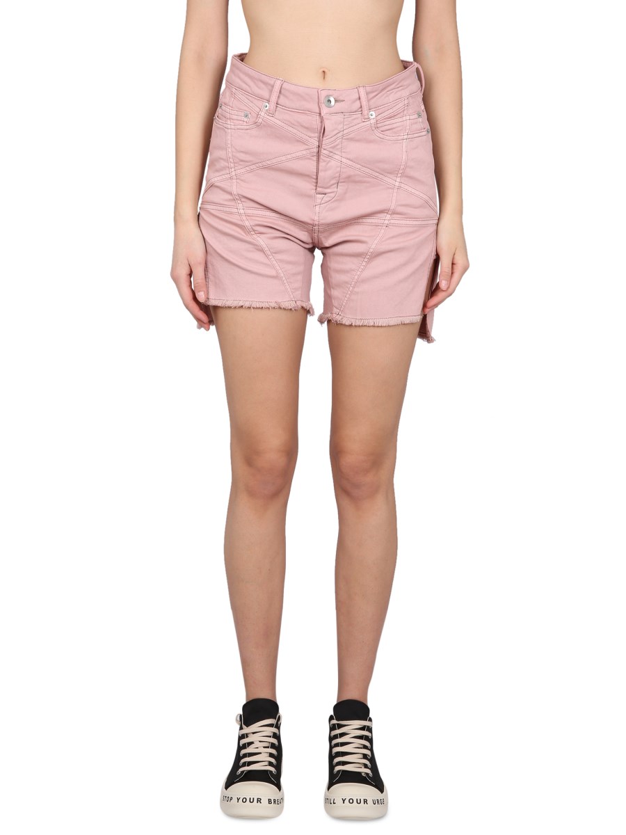 RICK OWENS DRKSHDW COTTON DENIM SHORTS