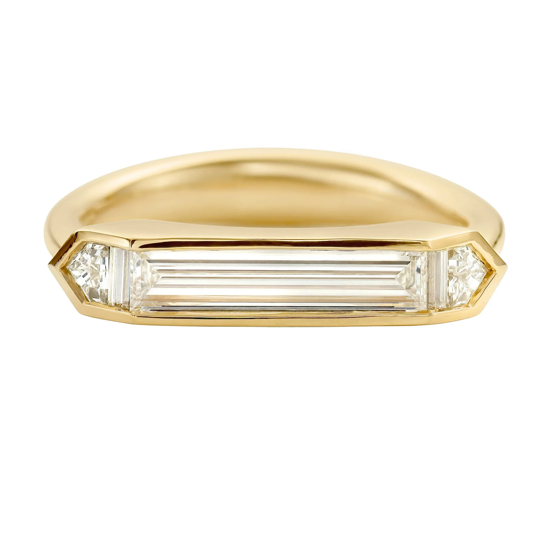 Framed Baguette Ring with Diamond Houses