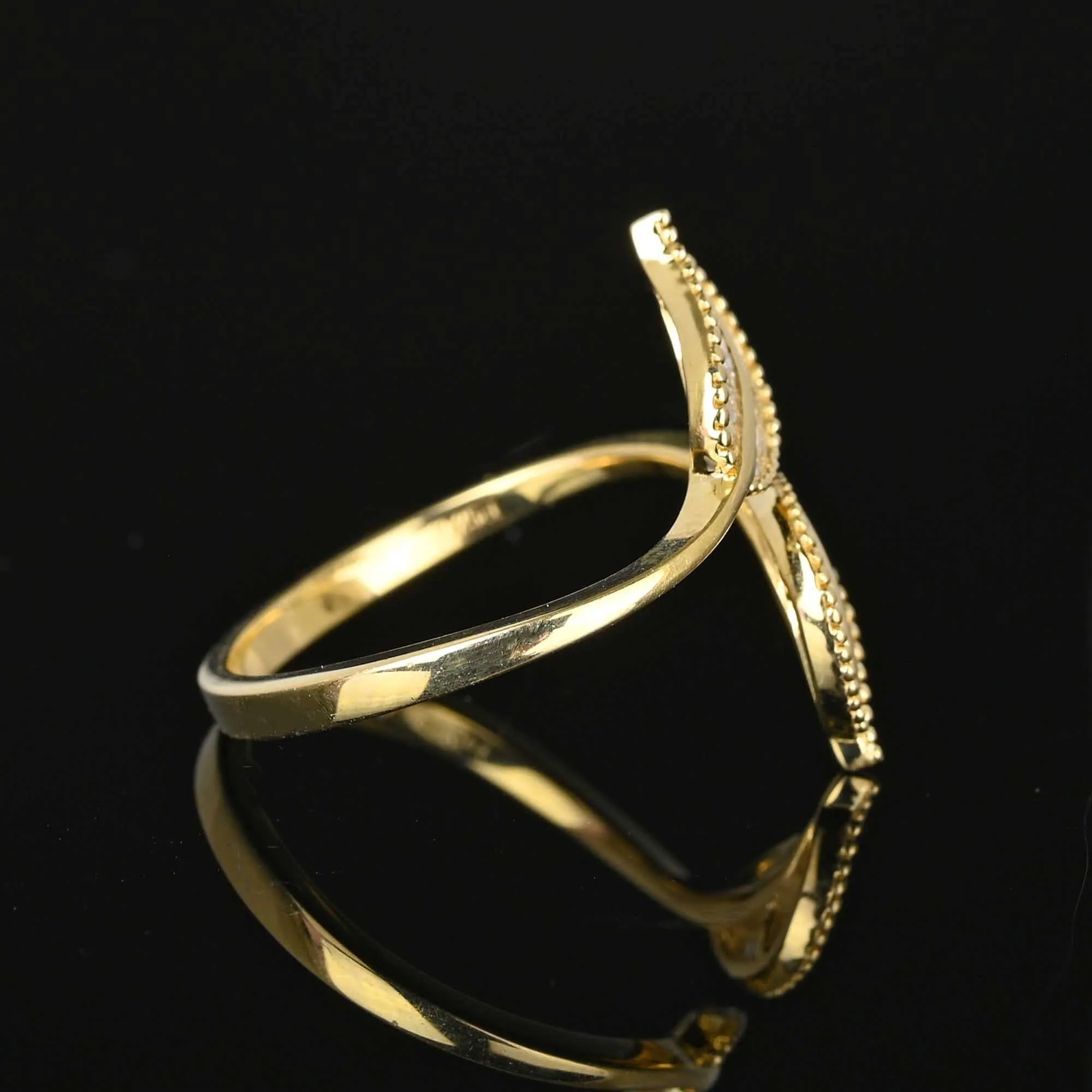 Gold Ivy Leaf Baguette Diamond Bypass Ring