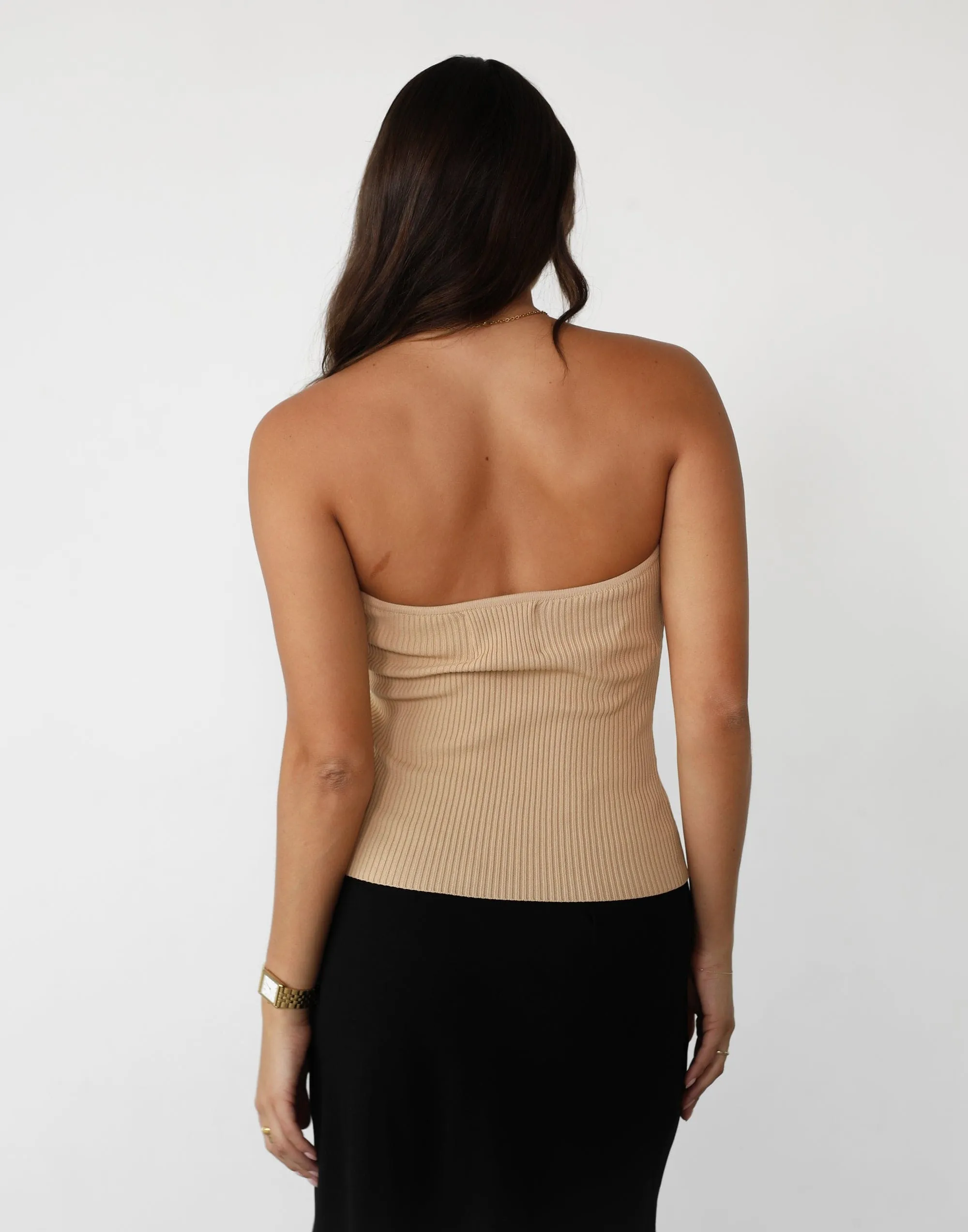 Beige Strapless Top